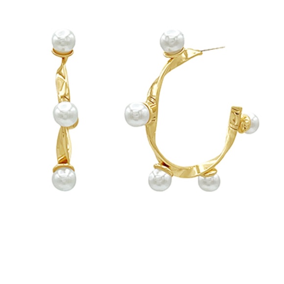 Pearl Station Twist Metal Hoops - Picture 1 of 1
